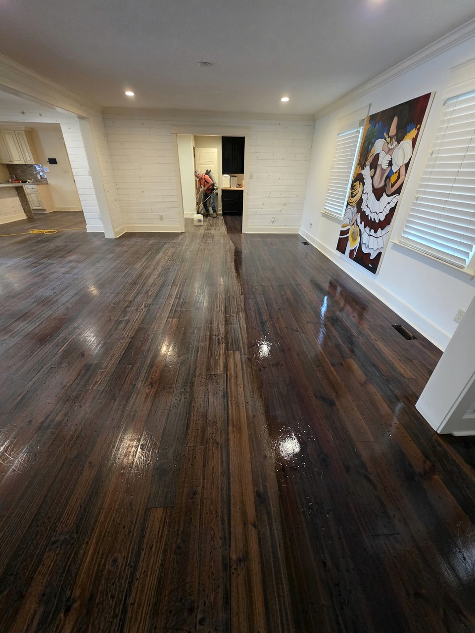 Finished dark wood floor in a real WB project